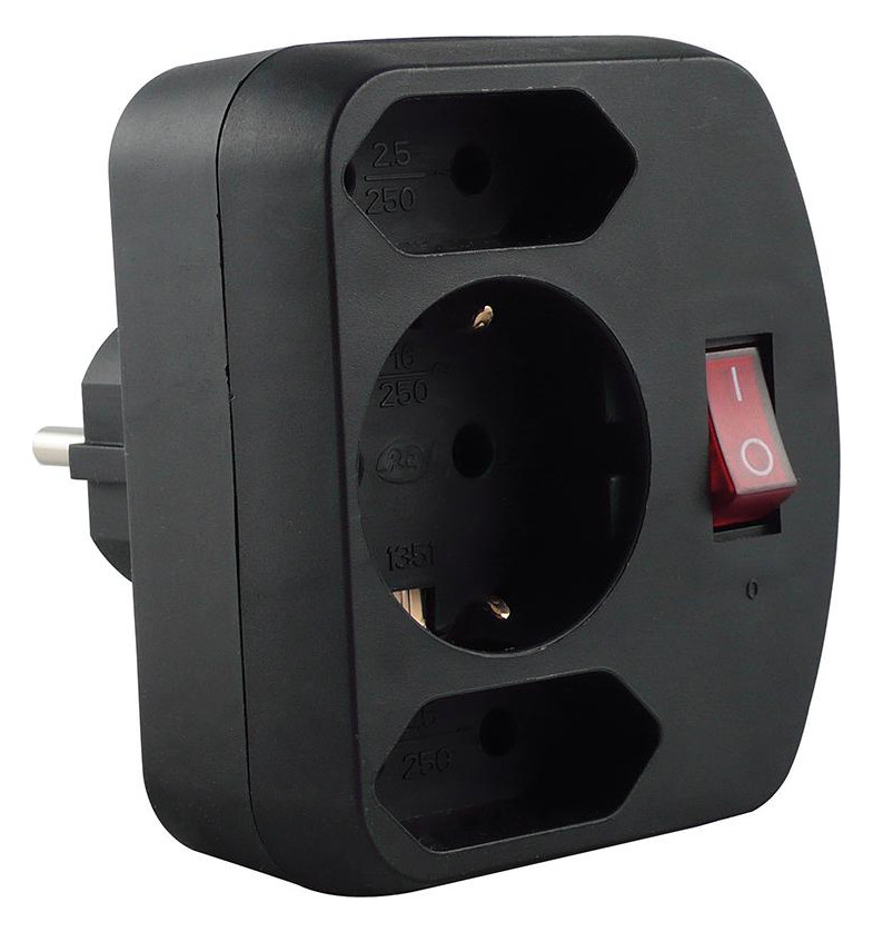 Bild Adapter mit Schalter 2+1-fach schwarz RE V REV-0