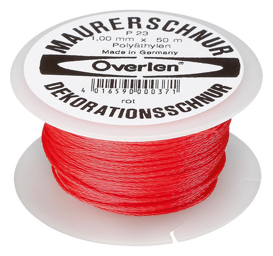 Maurerschnur aus Polyethylen, rot - 50 m x 1,0 mm