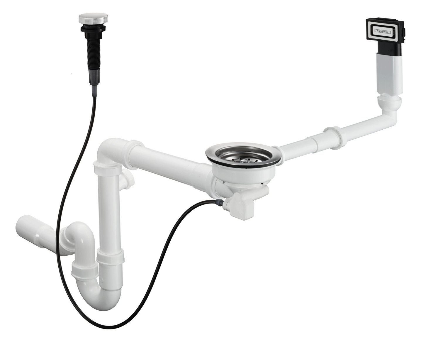 hansgrohe Ab- und Überlaufgarnitur D16-11 automatisch, für Einzelbecken Granit, chrom