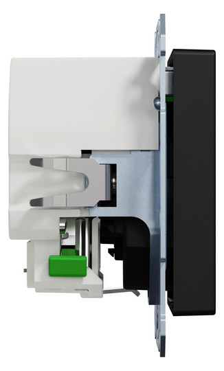 Steckdose 1f sw mt 1USB-A 1USB-C UP m.BS Mit erhöhtem Berührungsschutz IP20