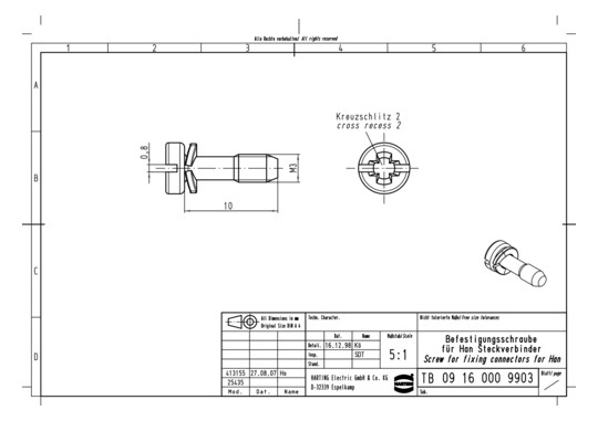 HART Befestigungsschrauben   09160009903 