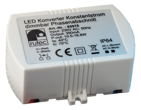 LED-Trafo 10,5-16,8W 350mA 48V IP64 dim Dimmung Phasenabschnitt Kstgeh dyn