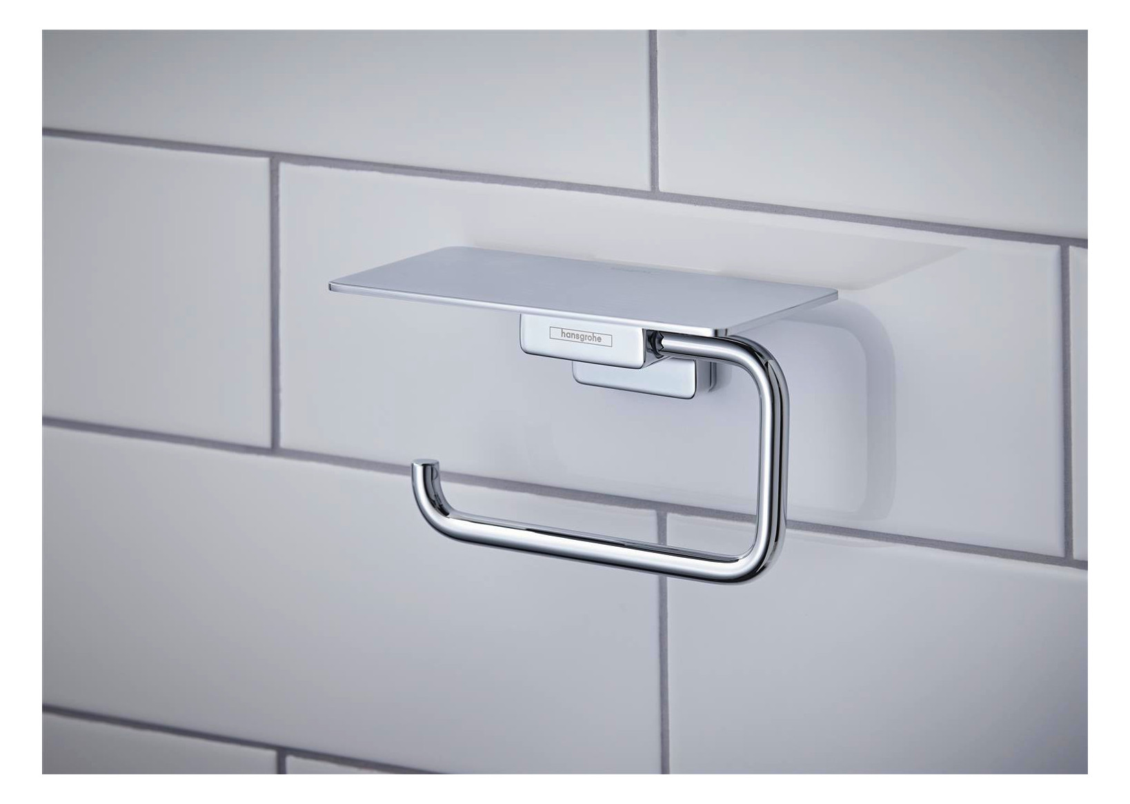 hansgrohe Papierrollenhalter AddStoris mit Ablage, chrom, Wandmontage, Metall