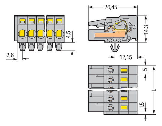 Verbindungsklemme 7p gr Serie 231 16A 0,08-2,5qmm Thermopl 5mm Federzugans