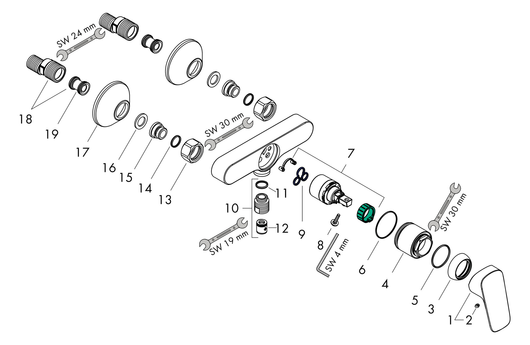 hansgrohe Brause-Einhebelmischer Logis AP, 1 Verbraucher, chrom