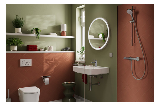 hansgrohe Waschtisch-Einhebelmischer 100 Vernis Blend CoolStart mit Zugstangen-Ablaufgarnitur, chrom