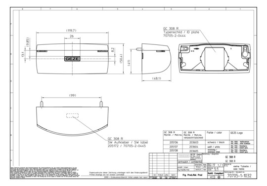 GEZE GC 308 R, SCHWARZ, VERPACKT  203603 