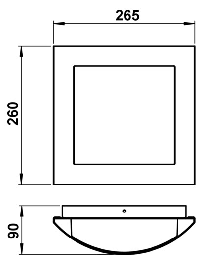 Glasleuchte 75W HV edst IP44 E27 260x265x90mm
