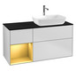 V&B Waschtisch-Unterschrank Finion 120cm, Abdeckplatte black matt, Regal Gold matt lacquer, White matt lacquer