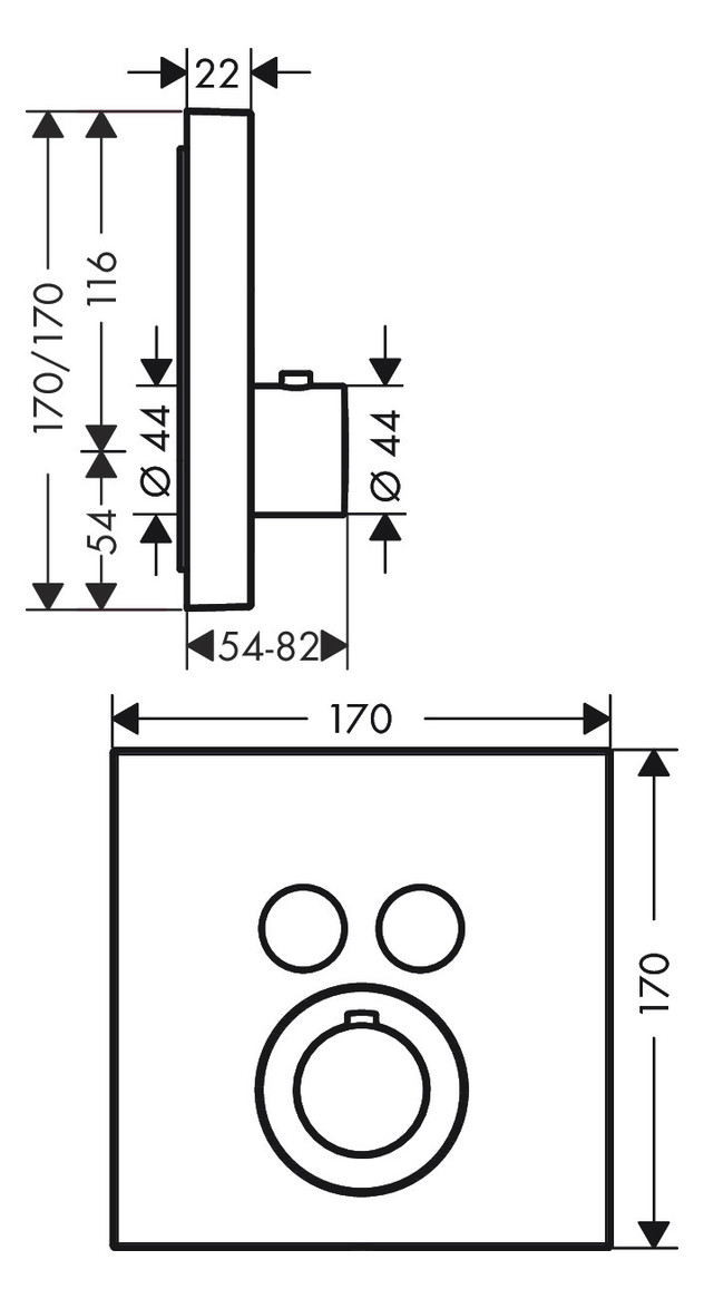 hansgrohe Fertigmontageset ShowerSelect UP-Thermostat, 2 Verbraucher, eckig, chrom