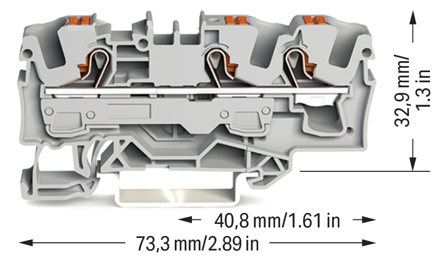 Reihenklemme 0,5-10qmm 1Etage 3kl gr 41A TS35 Hutschiene TH35
