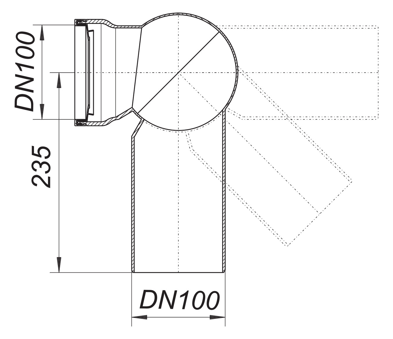 Dallmer Atlasbogen 87 Polypropylen, hochschlagfest, DN 100, weiß