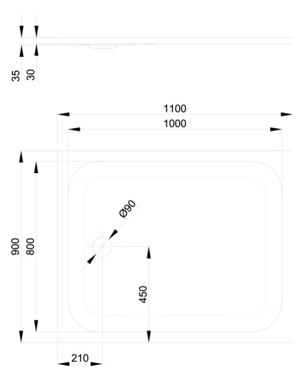 Duschwanne BetteUltra 8630 110x90x3,5cm, moosgrün