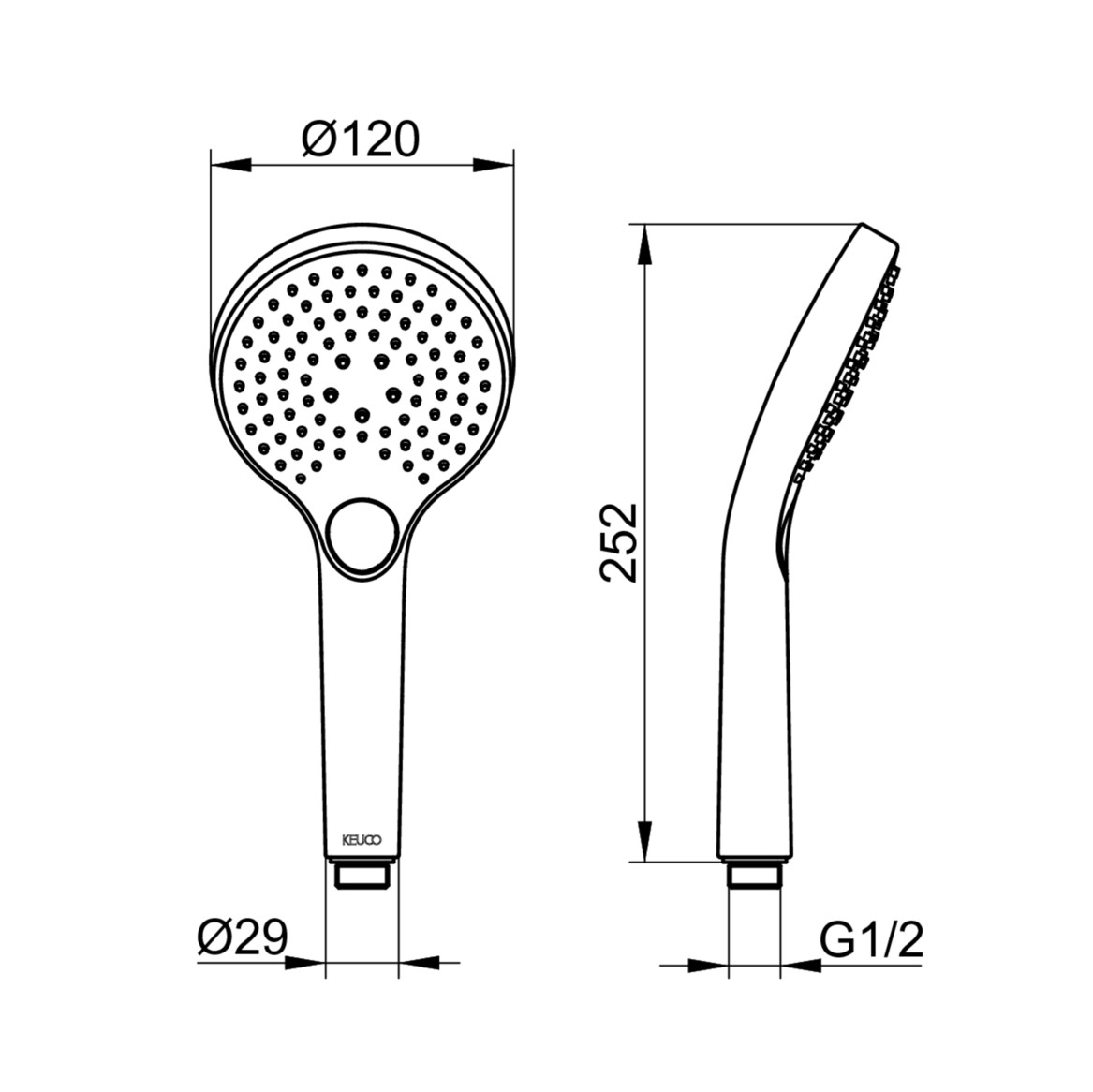 KEUCO Handbrause IXMO 3 Strahlarten, schwarz matt