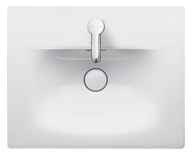 Duravit Möbel-Handwaschbecken Viu 53x43cm, mit Überlauf, Hahnlochbank, mit Hahnloch, weiß WonderGliss