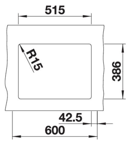 Blanco Becken Subline 350/150-U 56,7 x 45,6 cm, Keramik PuraPlus magnolia glänzend, Hauptbecken links, ohne Ablauffernbedienung