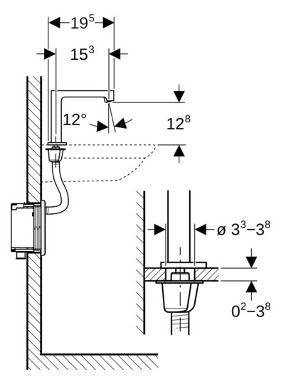 Geberit Infrarot-Waschtisch-Armatur Brenta mit Thermostatmischer, Standmontage, Batteriebetrieb, UP-Funktionsbox, hochglanz-verchromt