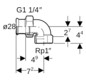Geberit Übergangswinkelverchraubung Mapress 28 mm x Rp 1, Kupfer, 90°, flachdichtend, mit Innengewinde, Rotguss