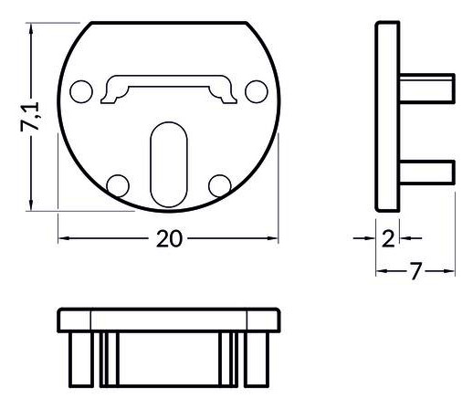 Endkappe si Kst L18,6mm B18,8mm H7mm Endkappe si Kst L18,6mm B18,8mm H7mm