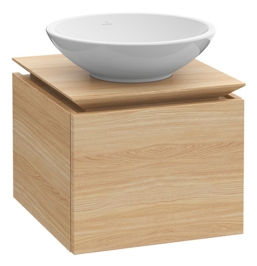 V&B Waschtischunterschrank Legato 60x38x50cm, Waschtisch mittig, mit LED-Beleuchtung, White Wood