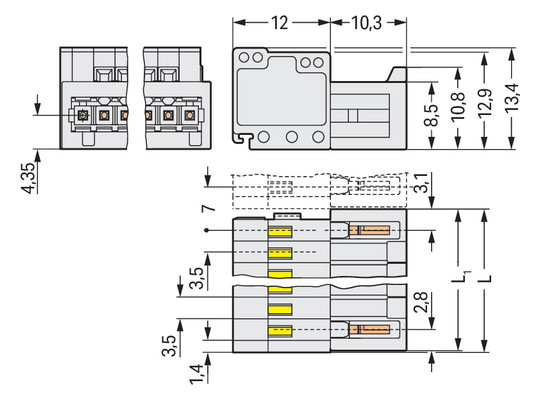 Verbindungsklemme 10p lgr 10A 3,5mm 0,08-1,5qmm Thermopl Federzugans