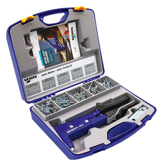GESIPA-Nietbox mit 5 Sorten Nieten und Zange NTX