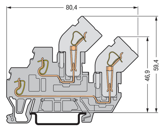 Reihenklemme 0,08-4qmm Serie 870 1Etage 2kl gr 16A Hutschiene TH35