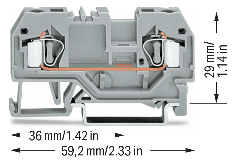 Reihenklemme 0,08-4qmm Serie 281 1Etage 2kl gr 32A Hutschiene TH35
