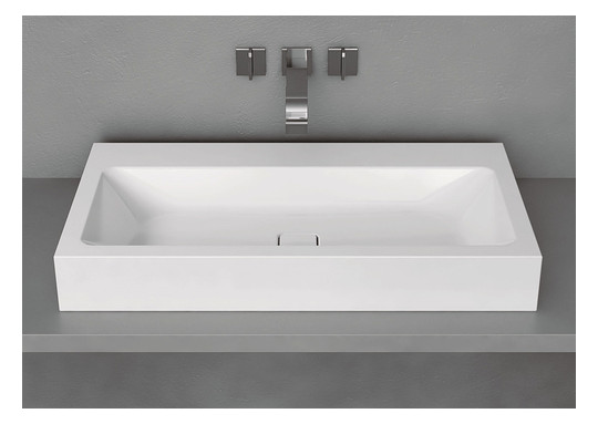 Kaldewei Aufsatz-Waschtisch CONO 3085, 60 x 50 x 12 cm, warm grey 60, ohne Überlauf, 3 Hahnlöcher