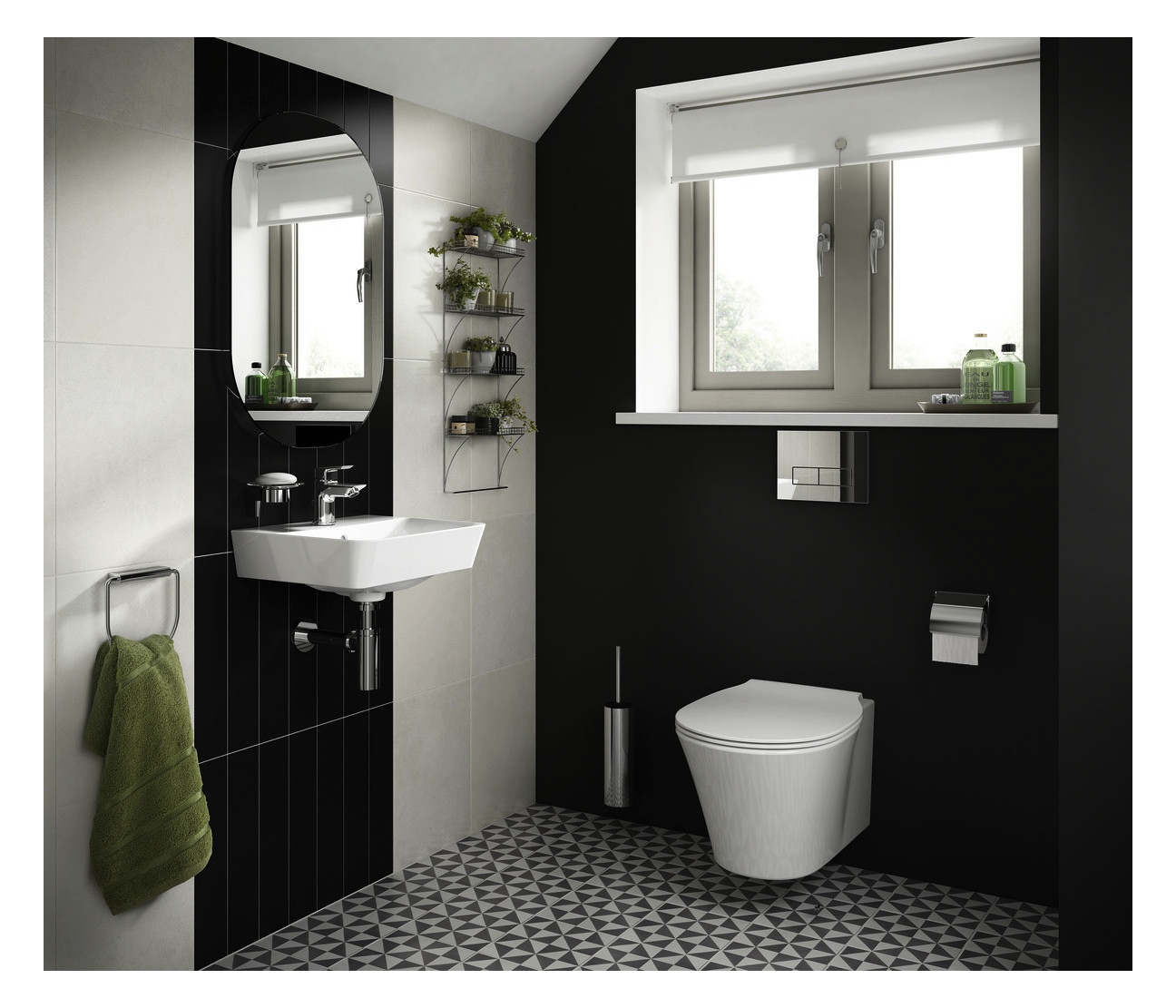 Ideal-Standard Waschtisch-Einhebelmischer Tesi Piccolo Ausladung 83mm, verchromt, mit Metall-Ablaufgarnitur