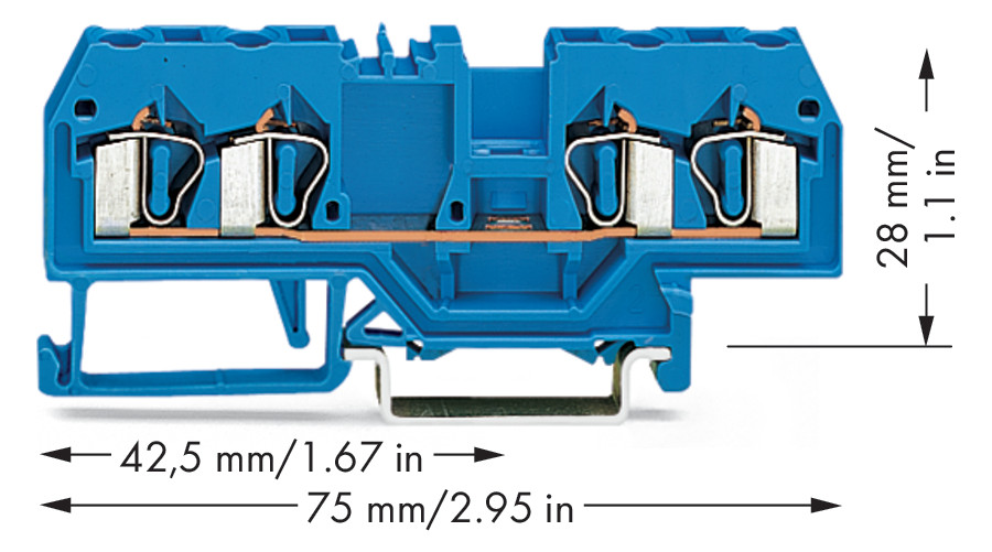 Reihenklemme 0,08-2,5qmm Serie 280 20A 1Etage 4kl bl Hutschiene TH35