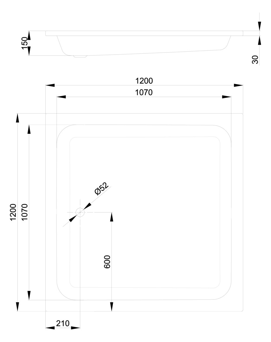 Duschwanne BetteQuinta 120x120x15cm, starwhite