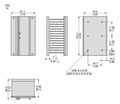 Kühlkörper Relais 76,2x132,1x60,2mm