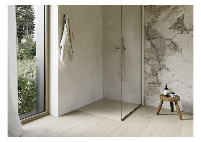 Bette Duschfliese PLUS BetteAir 1000 x 1000 mm, bahama beige, Rechteck, glasierter Titan-Stahl, mit Minimum-Täger