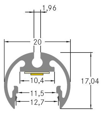 Anbauprofil alu Alu 2000x20x17,04mm Anbauprofil alu Alu 2000x20x17,04mm