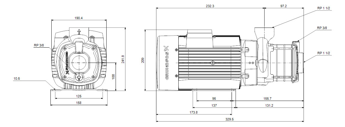 Grundfos Horizontale Kreiselpumpe CM25-4 A-R-A-E-AQQE FAAN 3x400V 7,5kW
