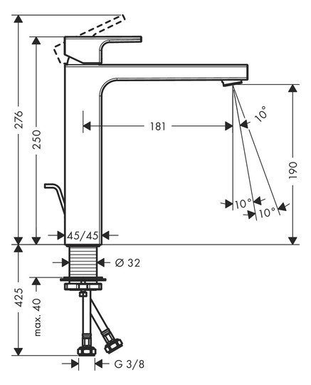 hansgrohe Waschtisch-Einhebelmischer 190 Vernis Shape mit Zugstangen-Ablaufgarnitur, mattschwarz
