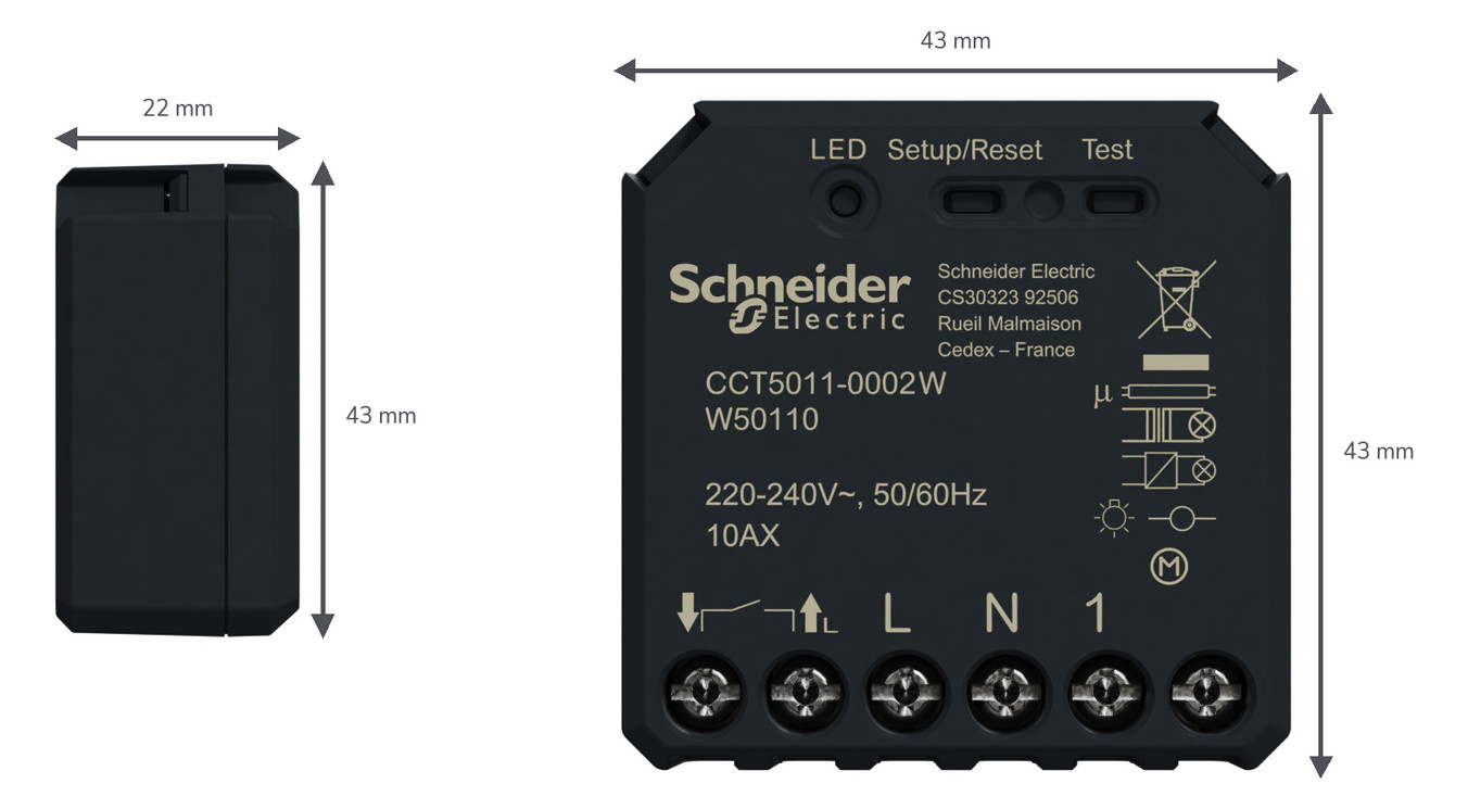 Schaltaktor Funkb Wiser UP TE 10A 2200W 230V Vor Ort-/Handbedienung