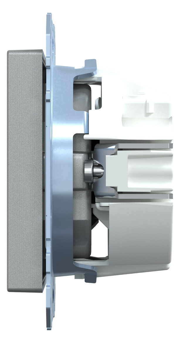 Steckdose 1f alu mt System M UP m.BS IP20 Mit erhöhtem Berührungsschutz
