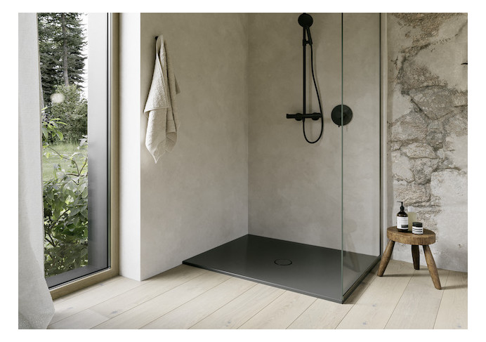 Duschfläche BetteFloor 5711 90x70cm, Glasur, Mini-Wannenträger, anthracite