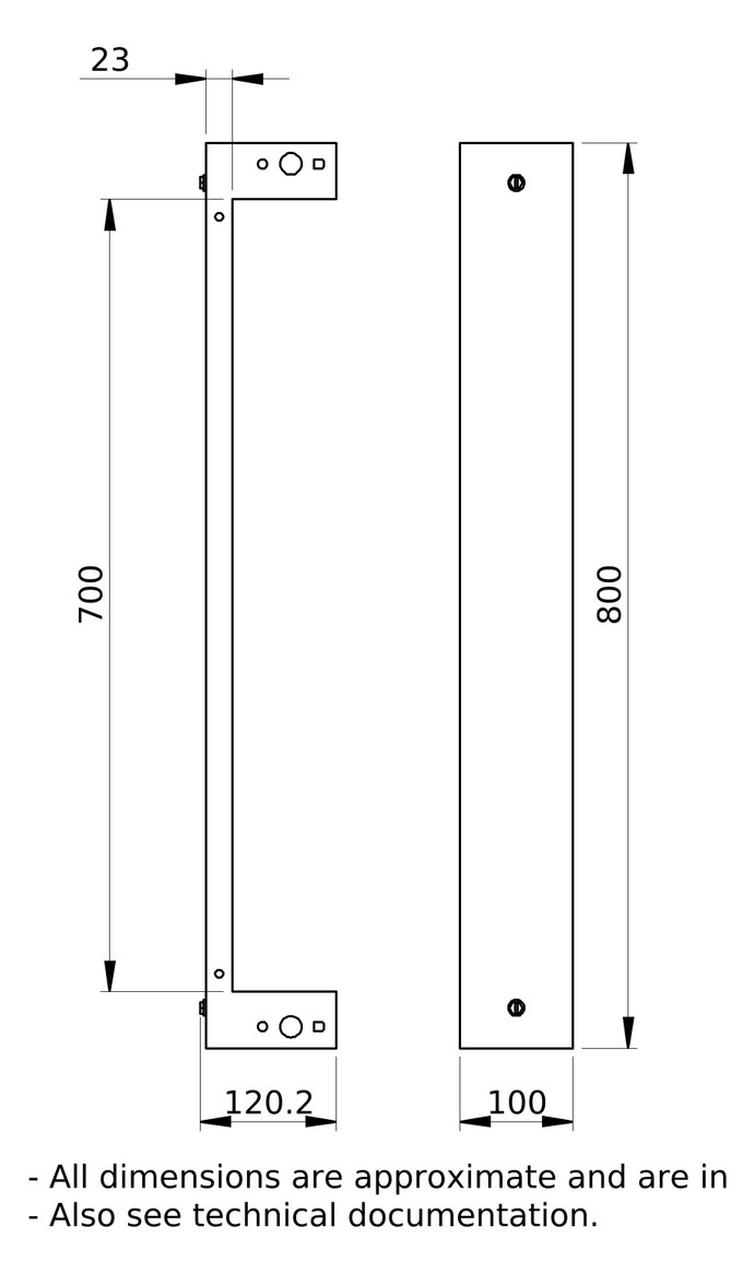 Sockelvorder-/rückseite H100xB800xT400mm ST f.Kabelrangier ws