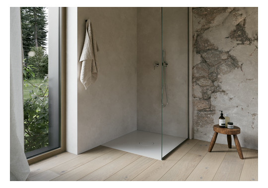 Bette Duschfliese PLUS BetteAir 1000 x 1000 mm, flax, Rechteck, glasierter Titan-Stahl, mit Minimum-Täger