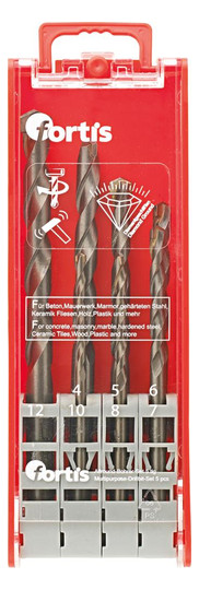 fortis-Allzweckbohrer-Set - 7-teilig, 4,5,6,7,8,10,12mm