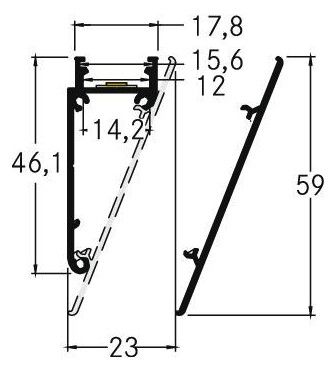 Wandprofil ws Alu 2000x17,8x55mm