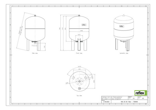 Reflex Membran-Druckausdehnungsgefäß Refix DE 60, 10 bar/70 °C, G 1, blau