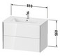 Duravit Waschtisch-Unterschrank XViu 81 x 48 x 56 cm, Eiche schwarz, 2 Schubkästen, wandhängend, champagner matt