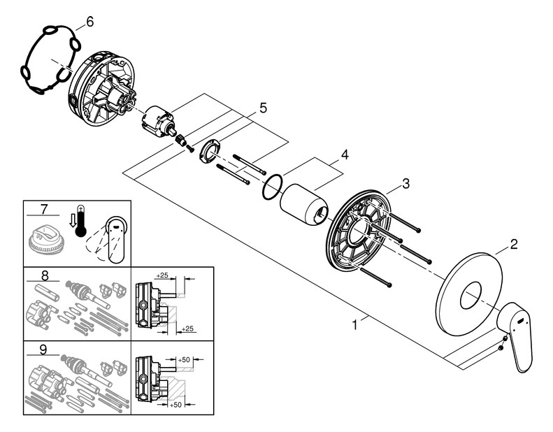 GROHE Fertigmontageset Eurodisc Cosmopolitan UP-Brausearmatur, chrom