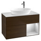 V&B Waschtisch-Unterschrank Finion 100cm, Abdeckplatte white matt, Regal White matt lacquer, Walnut veneer