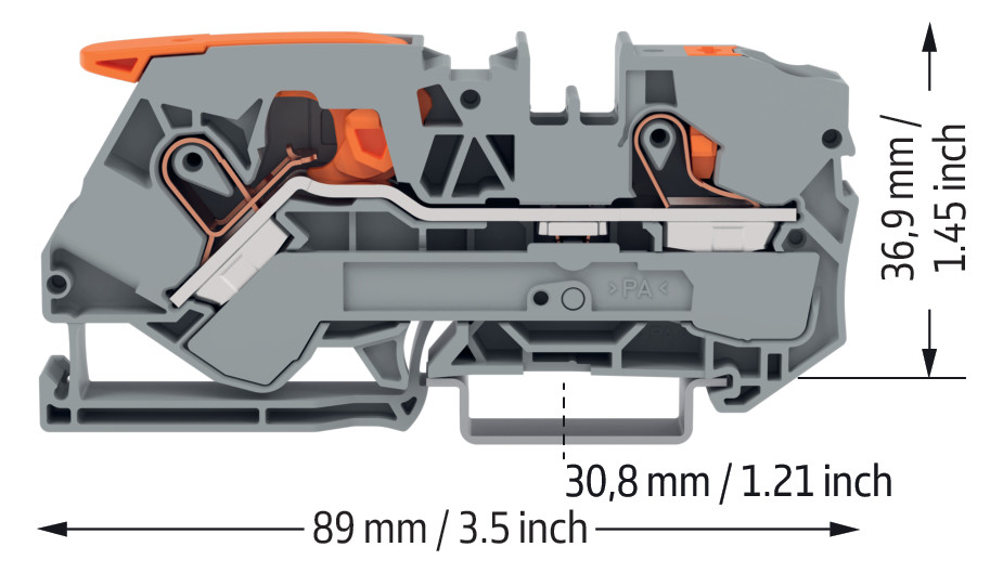 Reihenklemme 0,5-10qmm 1Etage 2kl gr 57A TS35 Hutschiene TH35