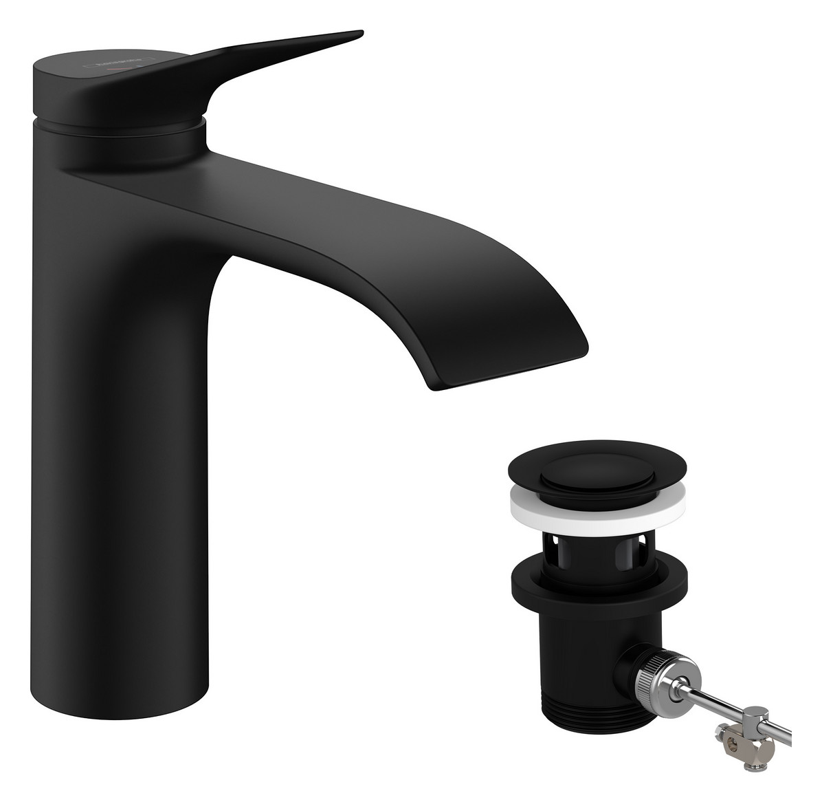 hansgrohe Waschtisch-Einhebelmischer 110 Vivenis CoolStart mit Zugstangen-Ablaufgarnitur, mattschwarz hansgrohe Waschtisch-Einhebelmischer 110 Vivenis CoolStart mit Zugstangen-Ablaufgarnitur, mattschwarz